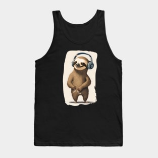 Sloth with Headphones Tank Top